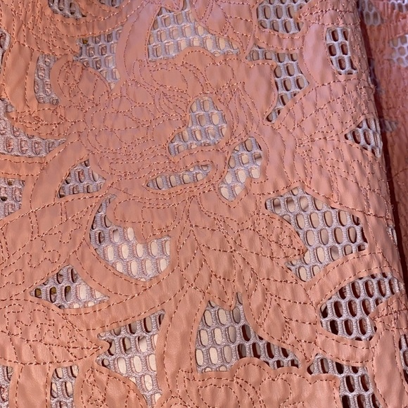 asos Fit & Flare Floral Embroidery Textured Peach Mini Dress Size 6 - Picture 9 of 15